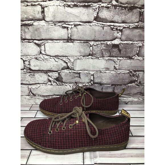 Dr. Martens Samira Burgundy Black Plaid Fabric Lace Casual Shoes Women Sz 11M US - Picture 10 of 16